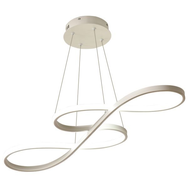 Candeeiro Suspenso de LED Moderno 70W Candeeiro de Teto com Altura Ajustável e Luz de 3 Cores 3000-6500K para Sala de Jantar Sala de Estar Dormitório 82x32x100cm Branco
