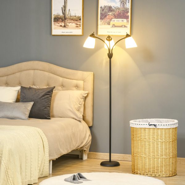 Candeeiro de Pé com 3 Ecrãs Giratórios de 360° com Interruptores LED E27 Máx. 40W