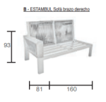Conjunto de exterior para Jardim Estambul, 2 sofás 1 poltrona e 1 mesa, Resistente e durável - Image 5
