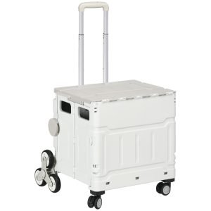 Carrinho de Armazenamento Dobrável com 2 Rodas para Subir Escadas Capacidade 35L 48x43x95 cm
