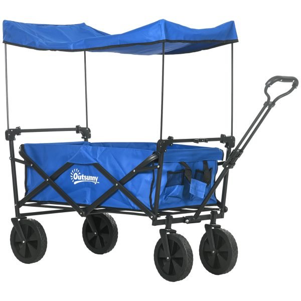 Carrinho de Transporte com Toldo Removível com Alça Ajustável e Bolsa de Transporte Capacidade 100 kg 97x52x105 cm
