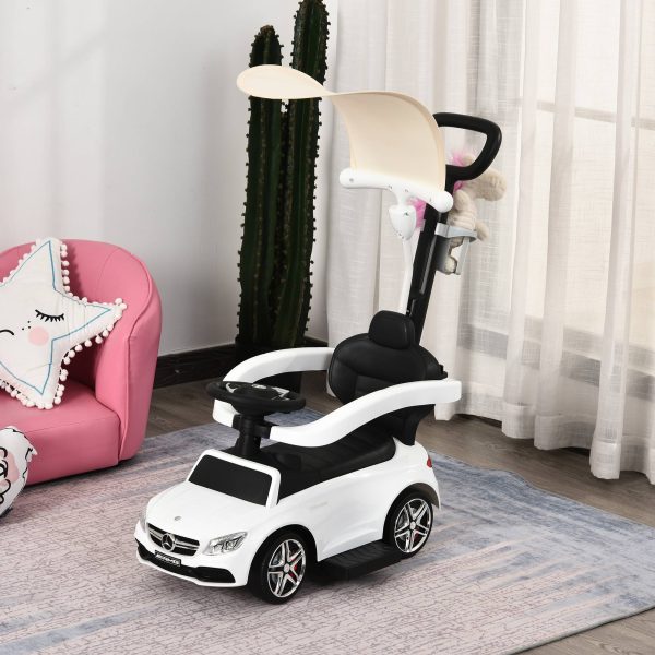 Carrinho para crianças acima de 1 ano Design 3 em 1 com buzina e capuz 84x40x83 cor branco