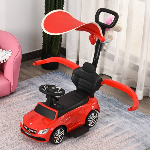 Carrinho para crianças acima de 1 ano Design 3 em 1 com buzina e capuz 84x40x83 cor vermelho