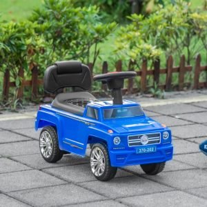 Carro Andador para Bebé de 18-36 Meses Carro sem Pedais com Faróis Música Buzina Compartimento de Armazenamento e Encosto Alto 68x30