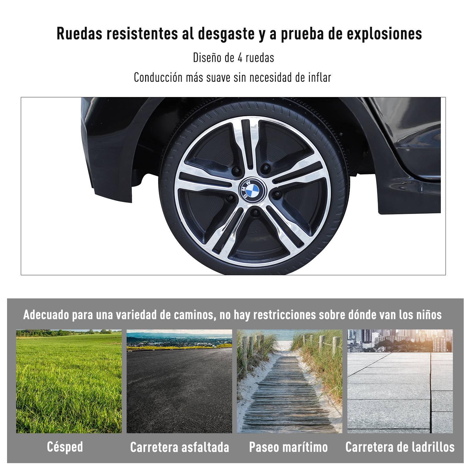 HOMCOM HOMCOM Carro elétrico para criança BWM 6GT para crianças de 3-6 anos  com controle remoto Carga 30 kg Preto 106x64x51cm