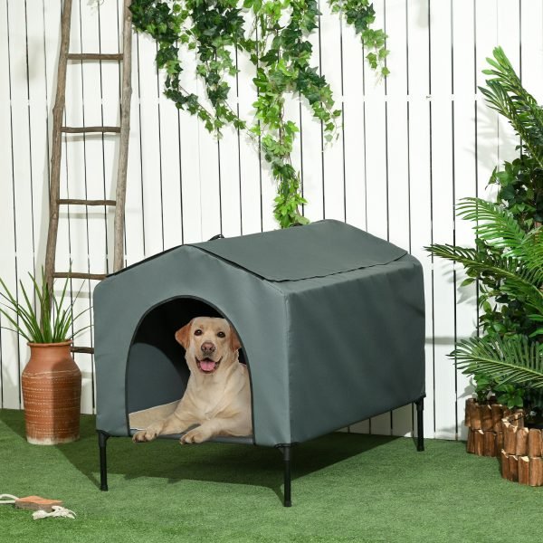 Casa para Cães com Cobertura Exterior 110x75x87 cm com Almofada e Janelas de Malha - Image 1