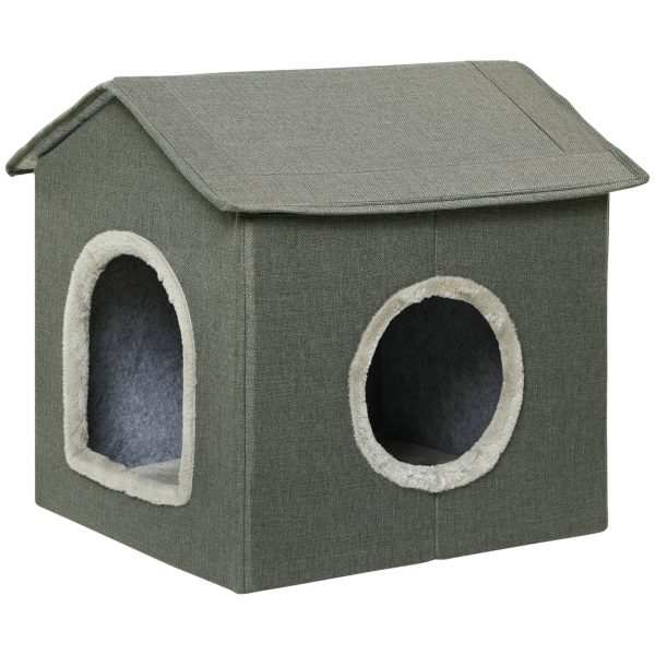 Casa para Gatos Cama Caverna com 2 portas e Almofada Lavável 39x43
