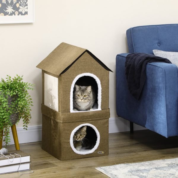 Caverna para Gatos com 2 Almofadas e Almofadas de Arranhar para Utlizar Junto ou Separado 40x41x75 cm