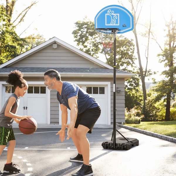 Cesto de Basquetebol com Rodas Tabela de PE e Base Recarregável
