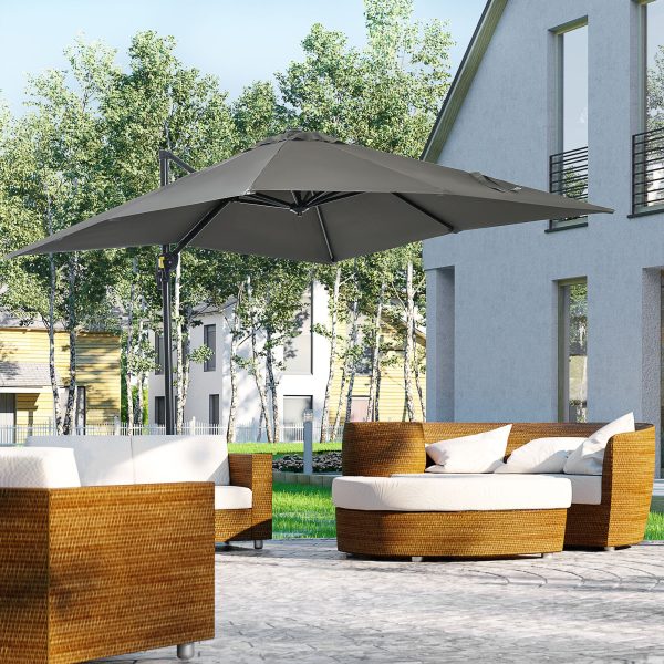 Chapéu de Sol Excêntrico com Rotação 360° Inclinação de 5 Níveis com Manivela e Ventilação