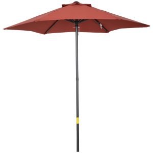 Chapéu de Sol com Mastro de Alumínio Manivela Teto com Ventilação Suporte de Fixação e Desmontável para Exterior