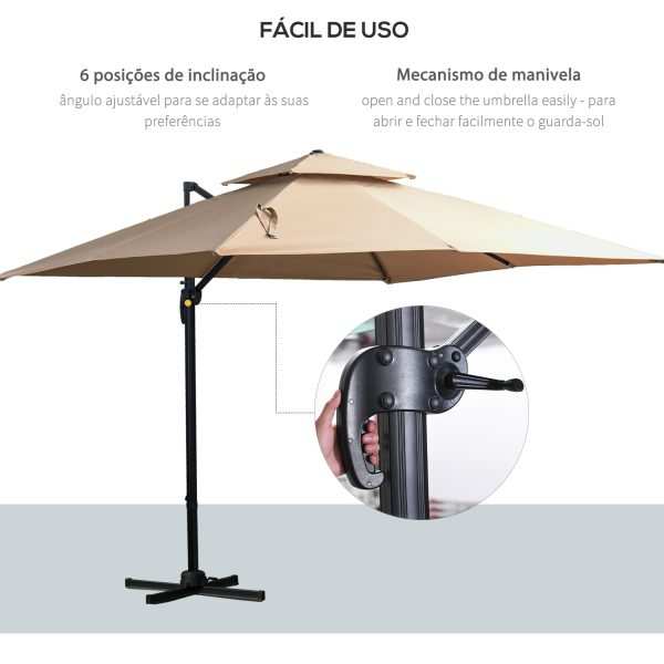 Chapéu de Sol de Alumínio à Manivela com Mastro Giratório 360º - Image 1