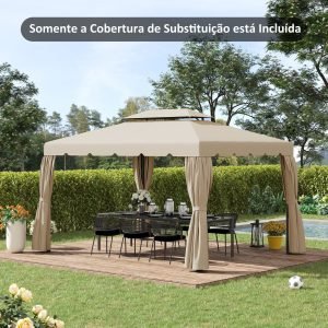 Cobertura de Substituição para Pérgola Exterior com Duplo Teto e 8 Orifícios de Drenagem