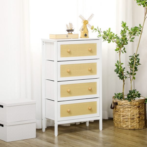 Superfície de Vime PE e Estrutura de Aço 62x30x105 cm Branco