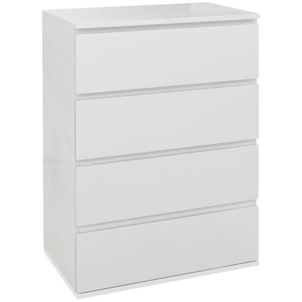 Cómoda com 4 Gavetas de Madeira Branca para Sala de Estar Estilo Moderno 55x33x80 cm - Image 1