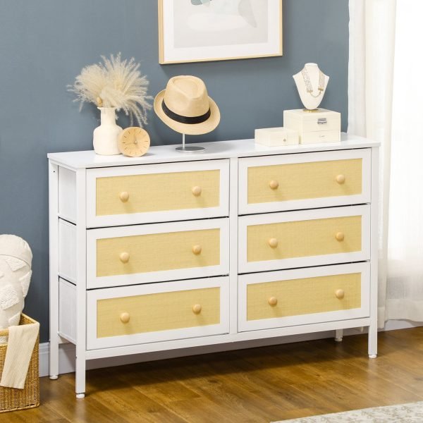 Cómoda com Superfície de Vime PE e Estrutura de Aço  120x30x83cm