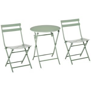 Conjunto de 1 Mesa Redonda e 2 Cadeiras de Varanda com Estrutura de Aço