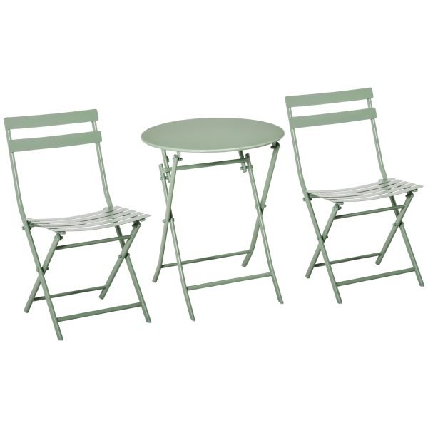 Conjunto de 1 Mesa Redonda e 2 Cadeiras de Varanda com Estrutura de Aço