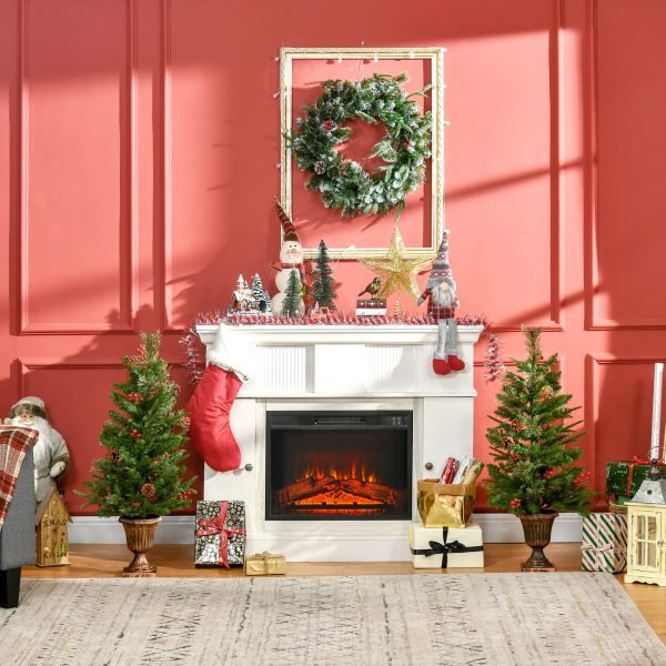 Conjunto de 2 Árvores de Natal Artificial 90cm com Vaso Ignífugo