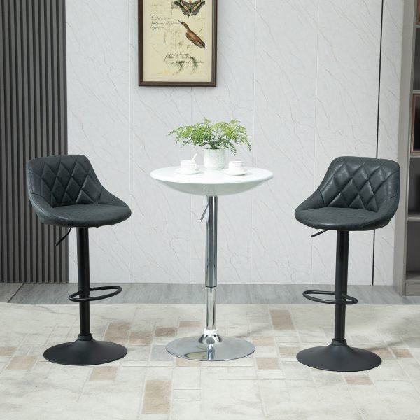 Conjunto de 2 Bancos de Bar Giratórios com Altura Ajustável Bancos Altos Moderno de Cozinha com Base Redonda e Apoio para os Pés 51