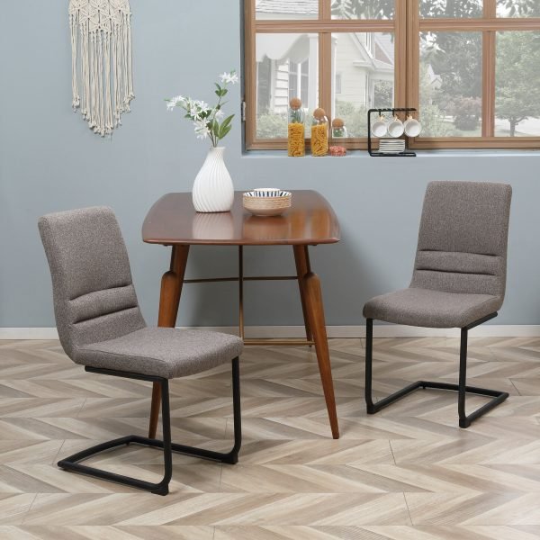 Conjunto de 2 Cadeiras Modernas Estofadas em Tecido com Encosto Alto e Base de Aço em Forma de C 42x64x90cm
