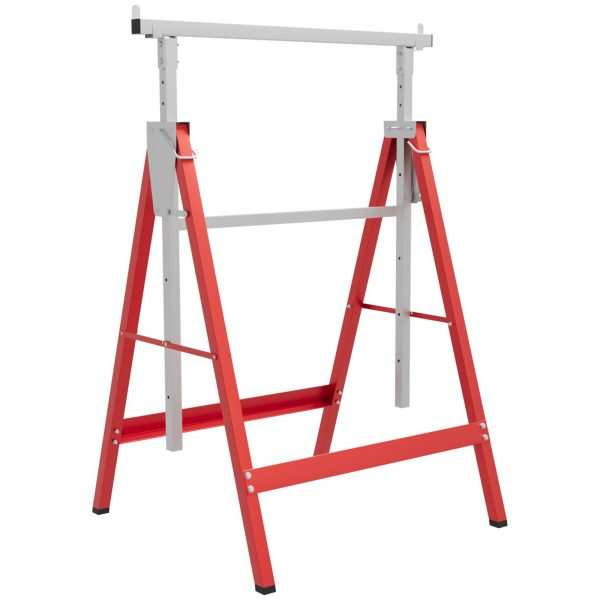 Conjunto de 2 Cavaletes Telescópicos Dobráveis com Altura Ajustável para Mesa de Trabalho 68x58x80-130cm