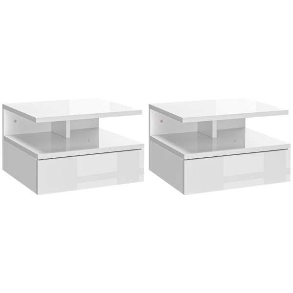 Conjunto de 2 Mesas de Cabeceira com Desenho Moderno  35x32x22