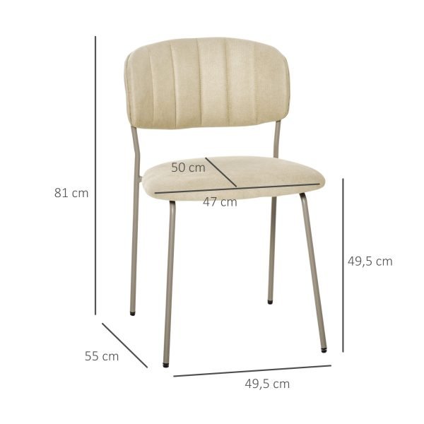 Conjunto de 4 Cadeiras de Sala de Jantar Empilháveis com Pés de Metal Estilo Moderno Nórdico para Cozinha Bar Restaurante Carga Máx. 100kg 49