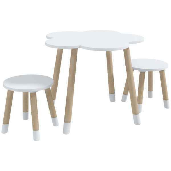 Conjunto de Mesa e 2 Cadeiras para Crianças com Forma de Flor Ø59x50 cm e Cadeiras Ø28x26 cm