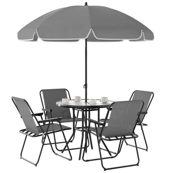 Conjunto de Mesa e Cadeiras de Jardim com 4 Cadeiras Dobráveis