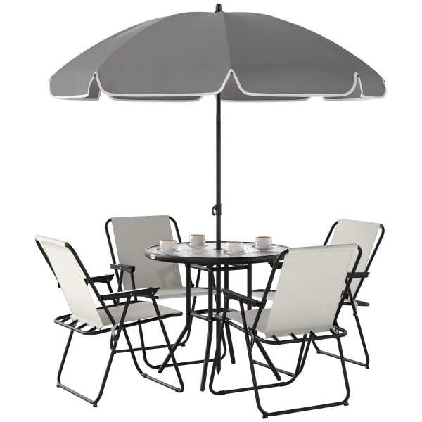 Conjunto de Mesa e Cadeiras de Jardim com 4 Cadeiras Dobráveis
