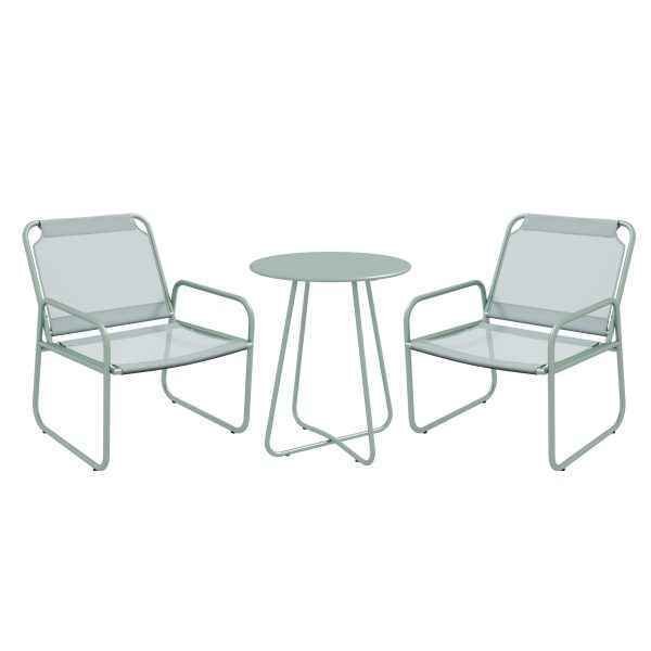 Conjunto de Móveis de Jardim com Estrutura de Aço Apoio para os Braços e Pés com Almofadas Ajustáveis