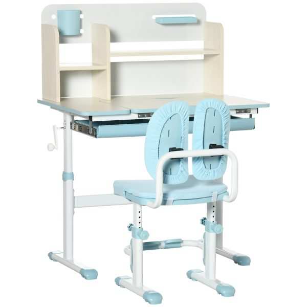 Conjunto de Secretária e Cadeira para Crianças acima de 3 Anos com Altura Ajustável 80x52x88-109cm