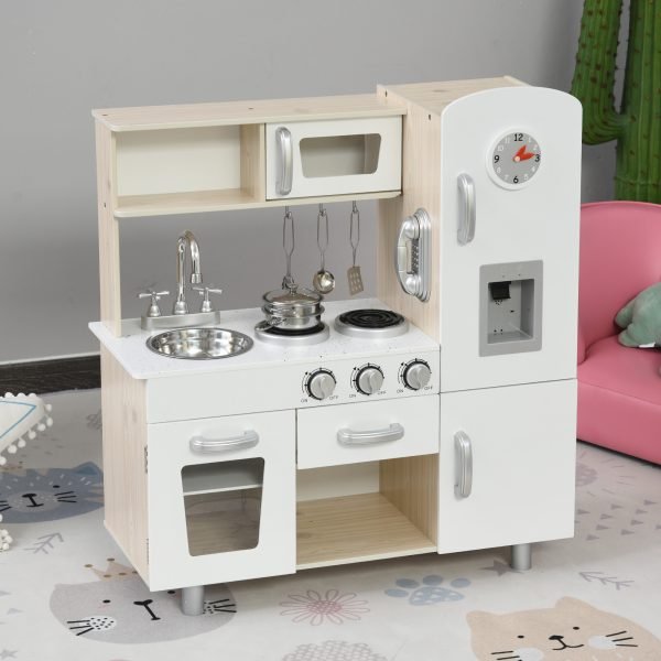 Conjunto de brinquedo de cozinha para crianças acima de 3 anos inclui acessorios 77x30x82cm Branco
