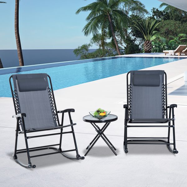 mesa redonda Ø46x49 cm e 2 cadeiras 68x90x106 cm dobráveis para varanda cinza