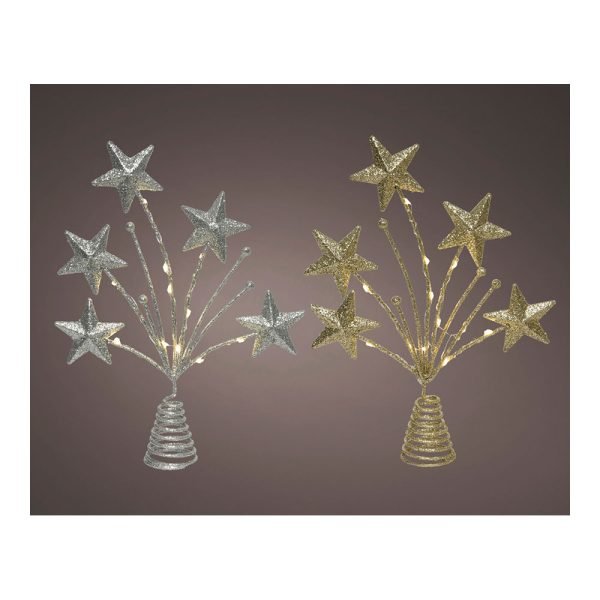 Enfeite Para Árvore De Natal Estrela 5X21X31Cm 12 Leds Cores Sortidas