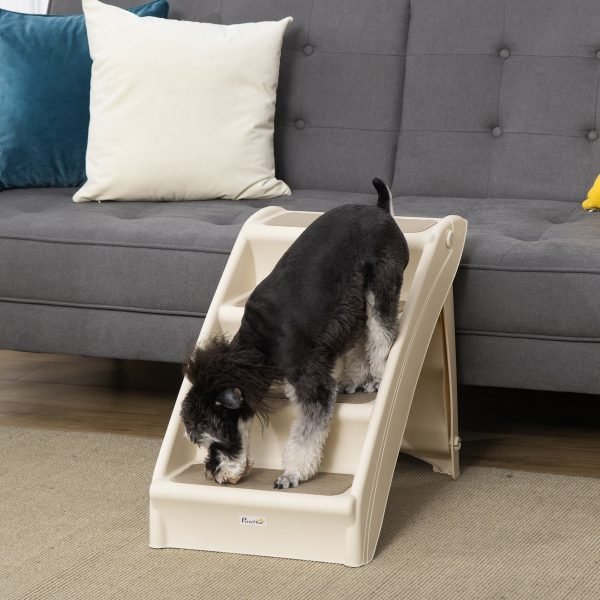 Escada Dobrável para Animais de Estimação de 3 Degraus Portátil com Tapetes Antiderrapantes para Cama Carga 20kg 67x38x49