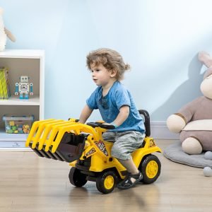 HOMCOM Trator a Pedais para Crianças acima de 3 Anos Trator Infantil com  Reboque e Pá Escavadora 167x41x52 cm Amarelo e Preto