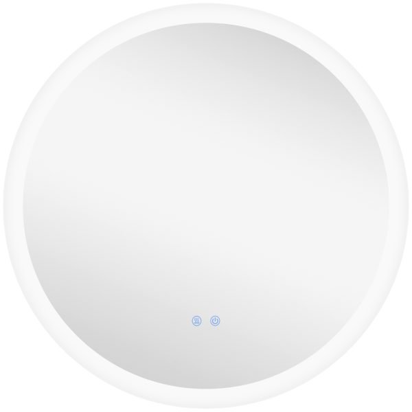 Espelho Casa de Banho Redondo com Luzes LED 70x70 cm Função Antiembaciamento 3 Luzes Função de Memória e Interruptor Tátil Prata - Image 1