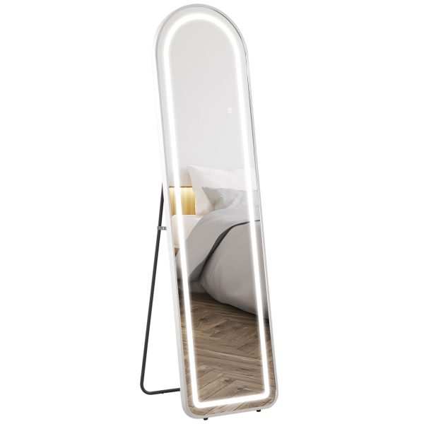 Espelho de Pé com Luzes LED 40x150 cm Prata