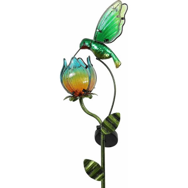 Estaca de jardim beija-flor - ornamento decorativo com 105 cm e luz solar Led