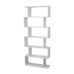 Estante Moderna com 6 prateleiras em forma de S Madeira 80 x 25 x 192 cm branco