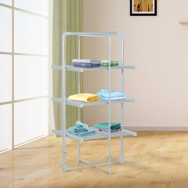 Estendal Elétrico Dobrável 3 níveis Secador de roupa com 30 barras de alumínio quente 73x67x144cm