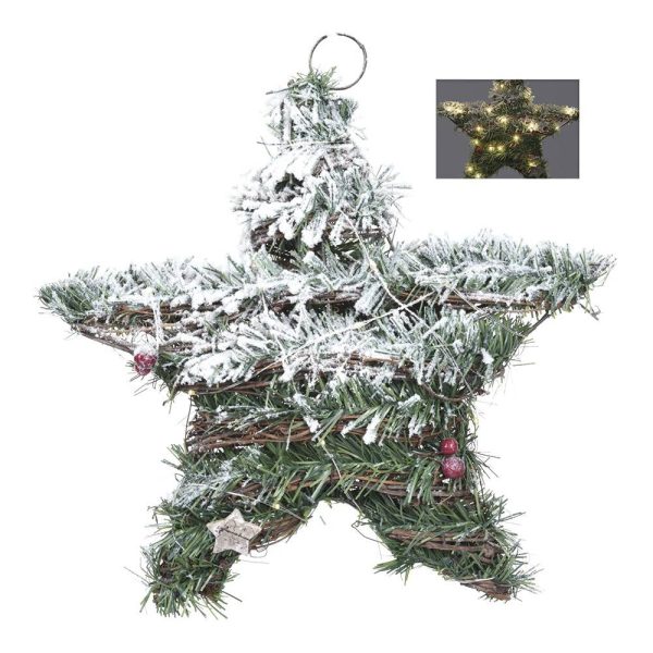 Estrela De Rattan Com Leds 30Cm