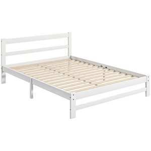 Estrutura de Cama Madeira Estrado Casal para Colchão 190x135 cm Carga 300 kg 195x141x80 Branco