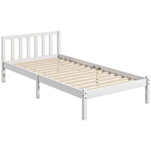Estrutura de Cama Madeira Estrado Solteiro para Colchão 190x90 cm Carga 120 kg 198x96x70 Branco