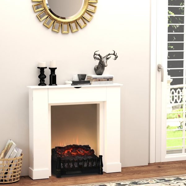 Estrutura para Lareira Decorativa com 3 Portas e Prateleiras Interiores Ajustáveis Estrutura de Lareira Moderna para Sala de Estar 107x18x100cm Branco