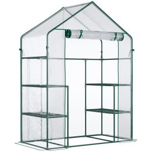 Estufa de Terraço com 4 Prateleiras 1 Porta com Fecho de Correr 142x73x195 cm