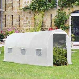 Estufa de jardim 4x2x2m com 6 janelas Cobertura PE 140g / ㎡ Estrutura de aço impermeável