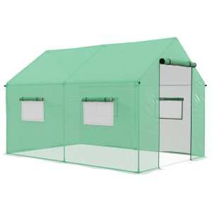 Estufa tipo Túnel 2x3x2 m de Exterior com 4 Janelas Malha e Porta Fecho Correr para Cultivos Anti UV Pátio Jardim Verde